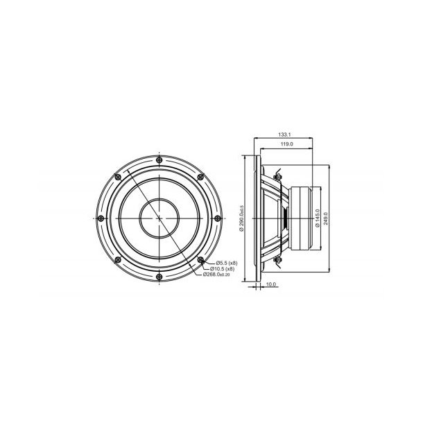 SB29NRX75-6ohm  10" woofer, 75mm VC