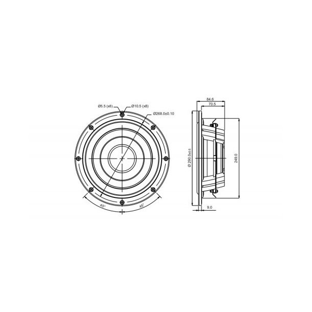SW26DBAC76-4  10" subwoofer, alu cone,neodymium