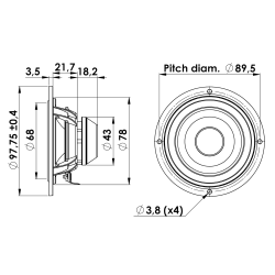 SILVER SERIES 10 cm Midrange 4 ohm, Coated Fiberglass Cone, Neo Magnet