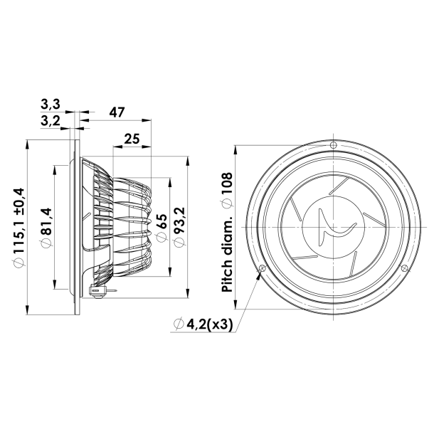 GOLD SERIES 11 cm Midrange 4 ohm, Sliced Cone, Neo Magnet