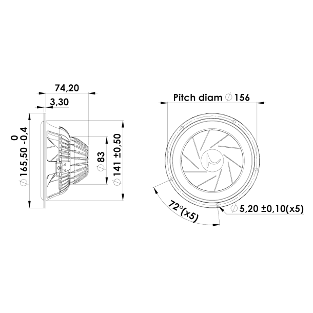 GOLD SERIES 16 cm Midwoofer 4 ohm, Sliced Sandwich Cone, Neo Magnet