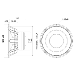 SILVER SERIES 26 cm Subwoofer 4 ohm, Alu Cone, Double Ferrite Magnet