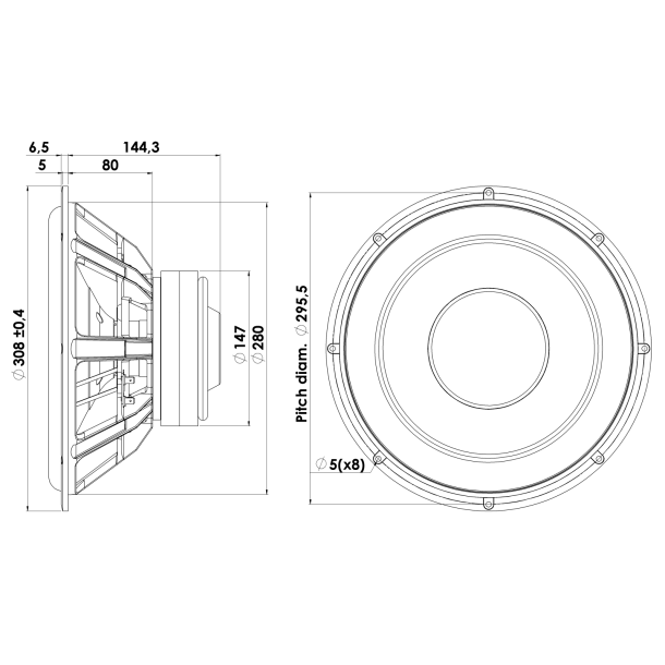 SILVER SERIES 30 cm Subwoofer 4 ohm, Alu Cone, Double Ferrite Magnet Discovery Series