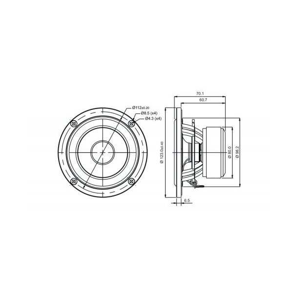 SB12CACS25-4 4" mid/woofer, 25mm VC