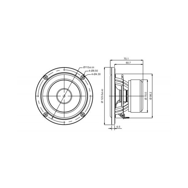 SB12NRX25-4, 4" woofer 25m VC rubber surround
