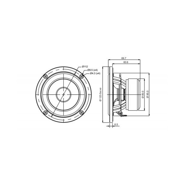 SB12NRX25-8, 4" woofer 25m VC rubber surround
