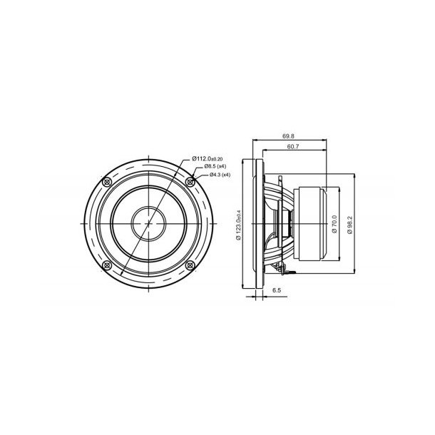 SB12NRXF25-4, 4" woofer 25m VC foam surround