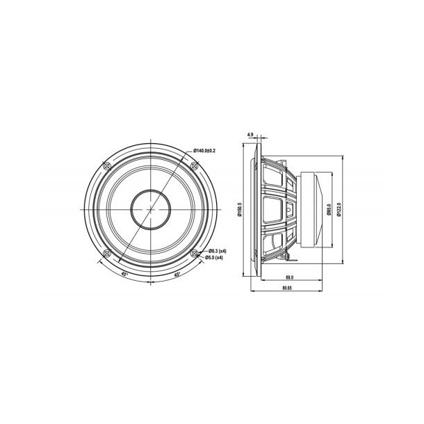 SB13PFCR25-4ohm  5" midwoofer, 25mm VC