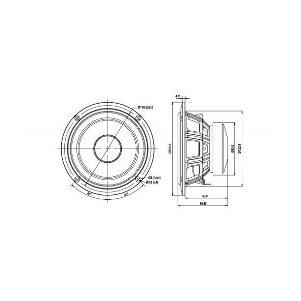SB13PFCR25-8ohm  5" midwoofer, 25mm VC