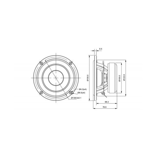 SB15CRC30-4 5" mid/woofer, 30mm VC