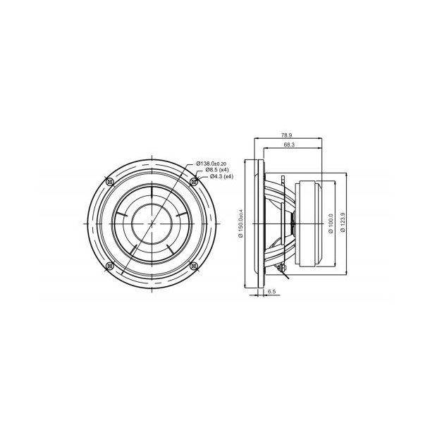 SB15NBAC30-4, 5" mid/woofer, 30mm VC black cone