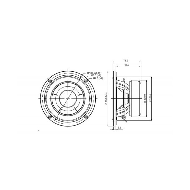 SB15NBAC30-8, 5" mid/woofer, 30mm VC black cone