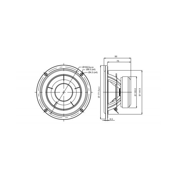 SB17NBAC35-8, 6" mid/woofer, 35mm VC black cone