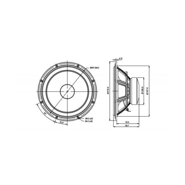 SB20PFCR30-4ohm  8" midwoofer, 30mm VC