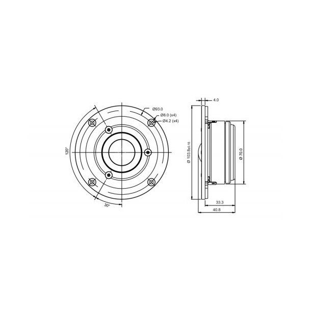 SB29SDAC-C000-4ohm, 29mm Large Surround Dome