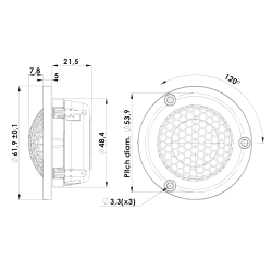 SILVER SERIES 26 mm Dome Tweeter 4 ohm, Neo, Small Chamber, Grill