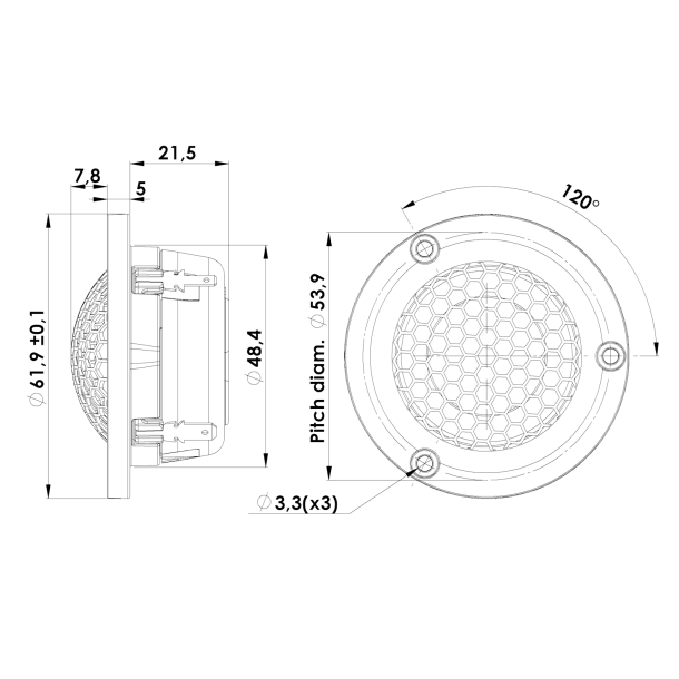 SILVER SERIES 26 mm Dome Tweeter 4 ohm, Neo, Small Chamber, Grill