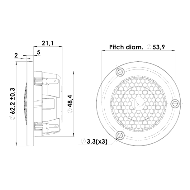 GOLD SERIES 26 mm TPCD Dome Tweeter 4 ohm, Neo, Small Chamber, Grill