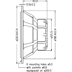 Seas E0022-08S - W22EX001 - Excel woofer