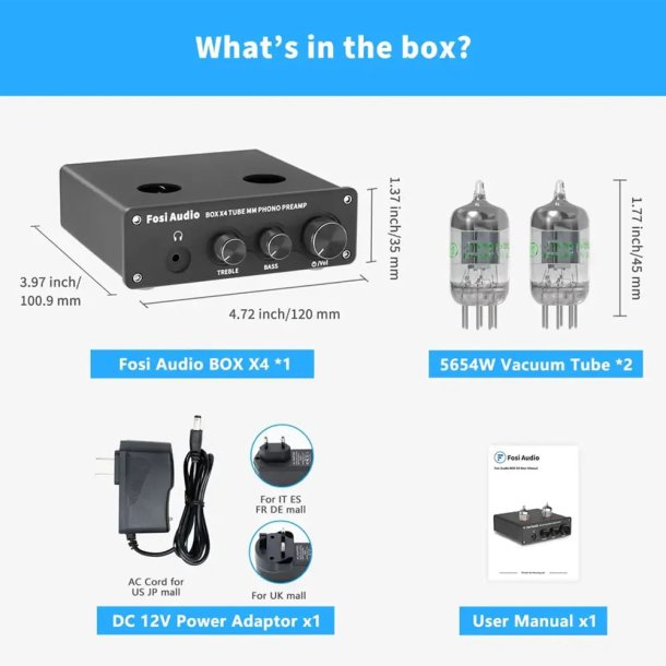 Fosi Audio BOX X4 Phono forforst�rker til MM pladespiller