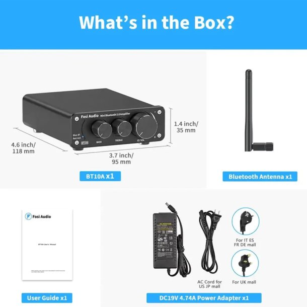 Fosi Audio TB10D stereo forst�rker 2x 300W - 4 Ohm