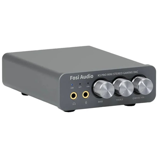 Fosi Audio K5PRO Gaming mini DAC-forst�rker til PS5/PC/MAC, USB-C/Optisk/Koaksial til 3,5 mm/RCA