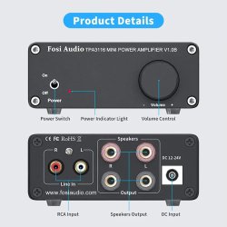 Fosi Audio V1.0 Stereo forst�rker 2x 50W
