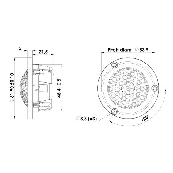 SILVER SERIES 26 mm Ring Radiator 4 ohm, Neo, Small Chamber, Grill
